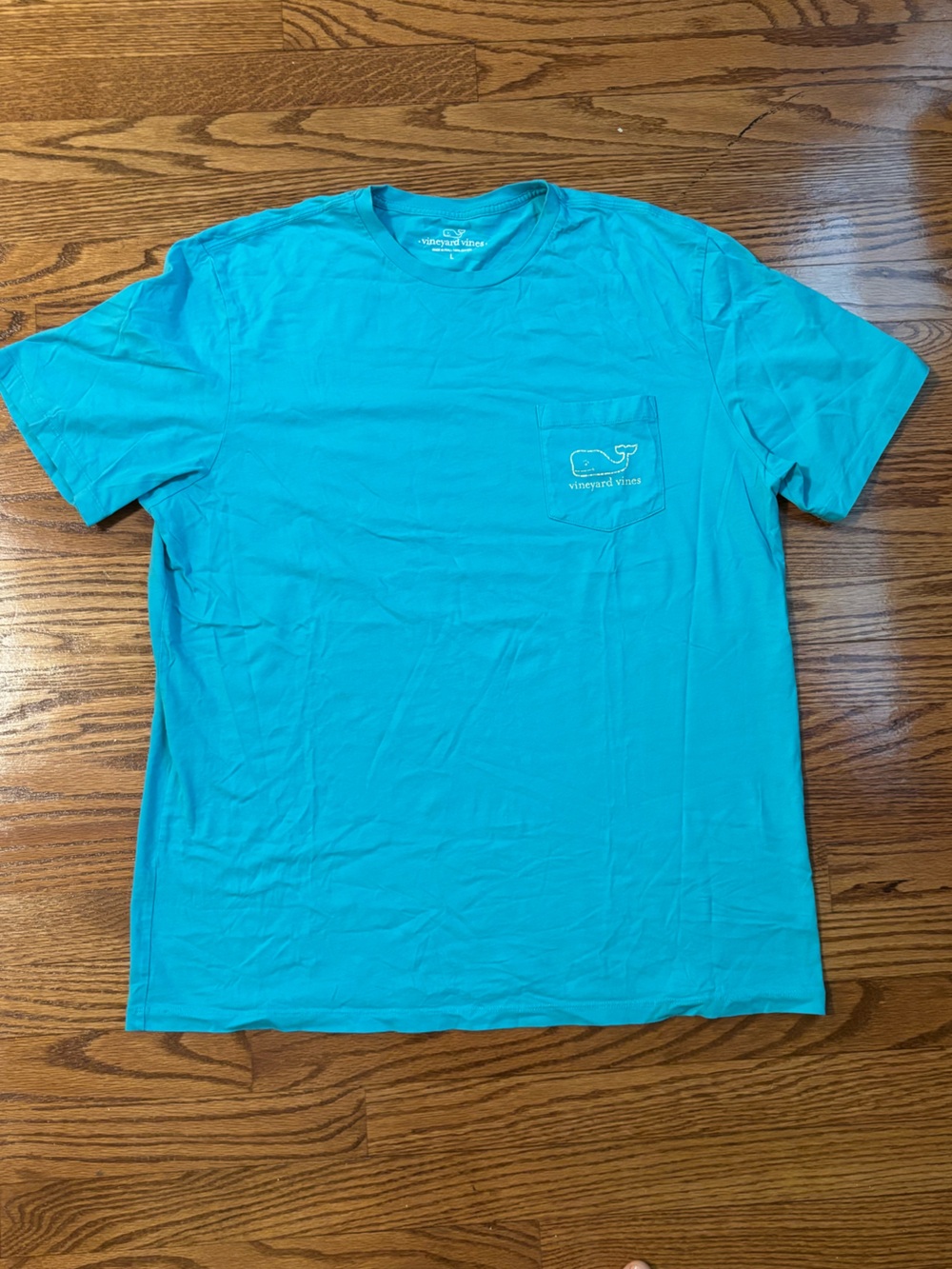 Vineyard Vines Teal Blue Whale Graphic Pocket T-Shirt Women’s Size L